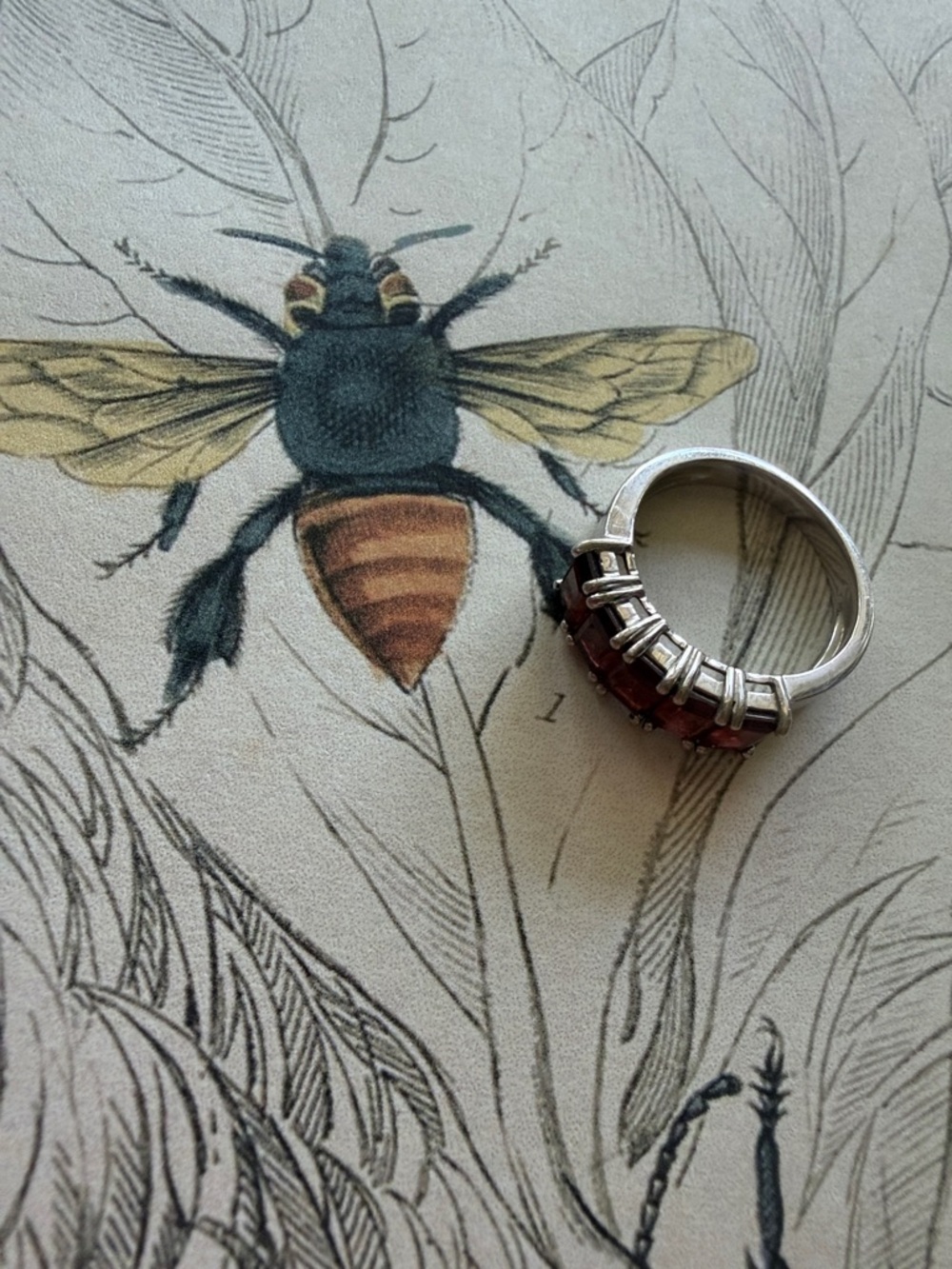Sterling Silver Garnet Band Ring